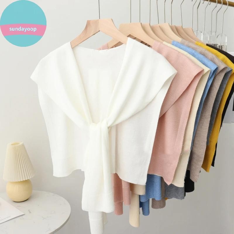 Khăn choàng dệt kim mỏng phong cách Hàn Quốc, bảo vệ cổ mùa hè