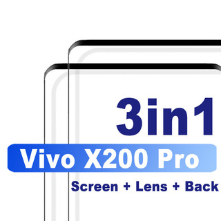 Kính cường lực bảo mật 3 trong 1 cho Vivo X200 Pro 5G cho Vivo X200 X100s Pro Mini X200 FE X100 Ultra X200s 5G Bảo vệ màn hình Bảo hiểm toàn diện với bảo vệ ống kính & Phim mặt sau