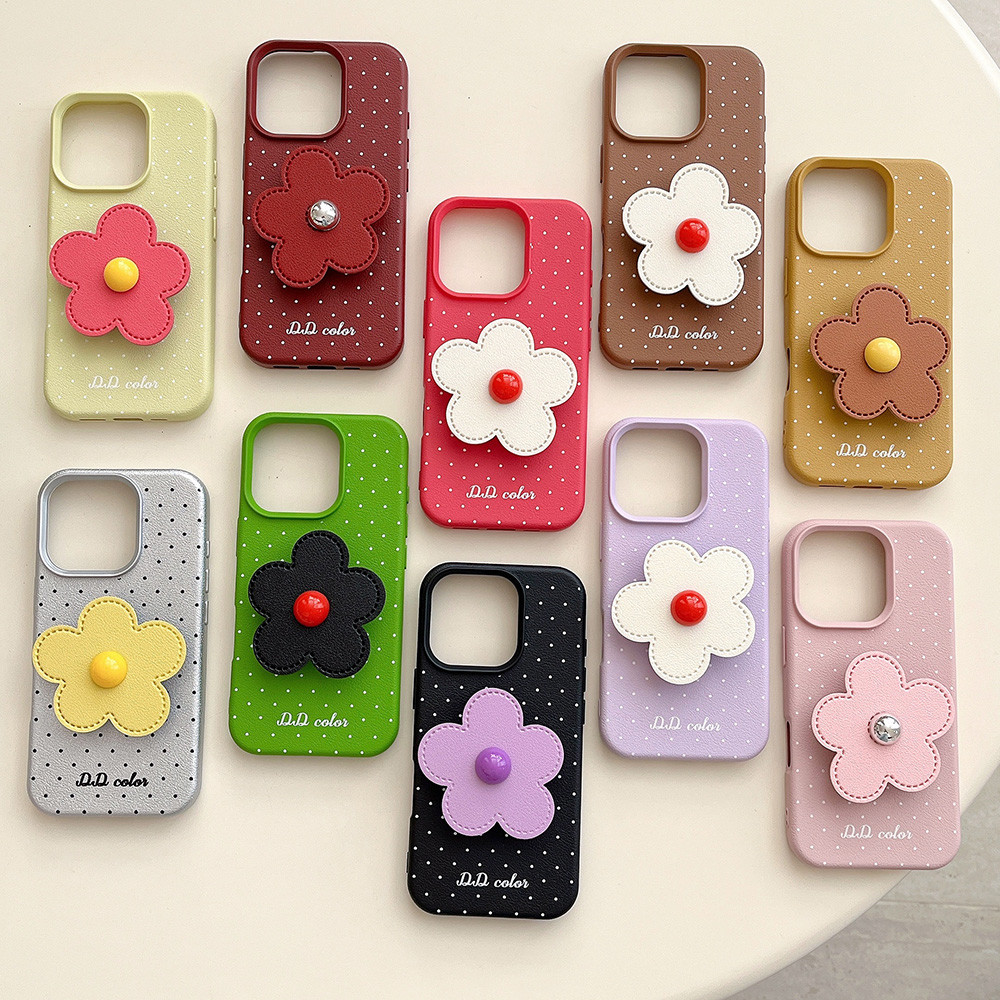 Dopamine Giá Đỡ Hoa Chấm Bi Da Điện Thoại Cho iPhone 17ProMax 16Plus 15 14 13 12 11 Vỏ Bảo Vệ Chống Sốc
