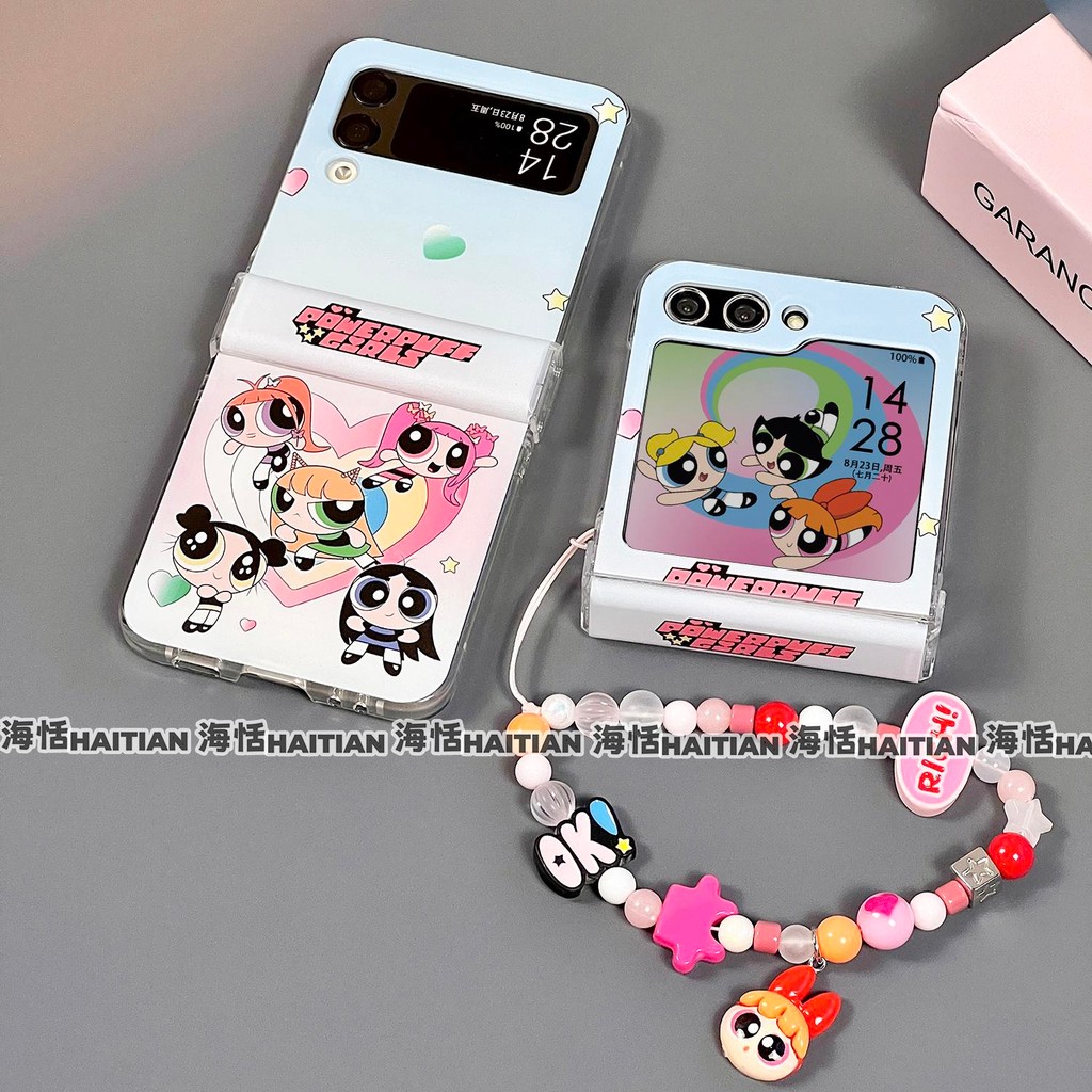 Thích Hợp Cho Samsung Galaxy Zflip7 Hoạt Hình Dễ Thương Trái Tim Tình Yêu Cô Gái Vỏ Điện Thoại Dây Gấp Cho ZFlip 6 5 4 3 5G N3Flip MixFlip 2 Vỏ Bảo Vệ Cứng