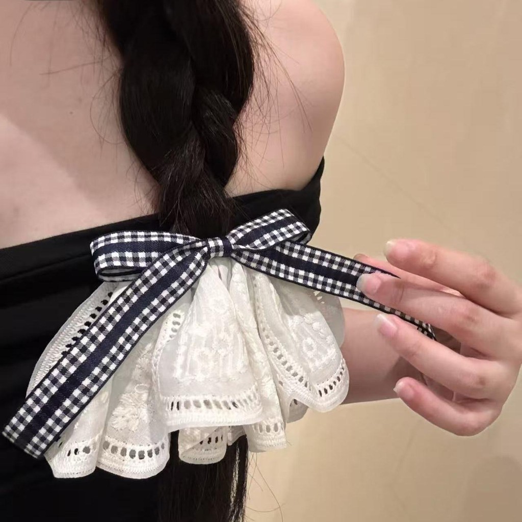 Kẹp tóc nơ Hàn Quốc Kẹp tóc ren trắng Kẹp tóc mùa xuân