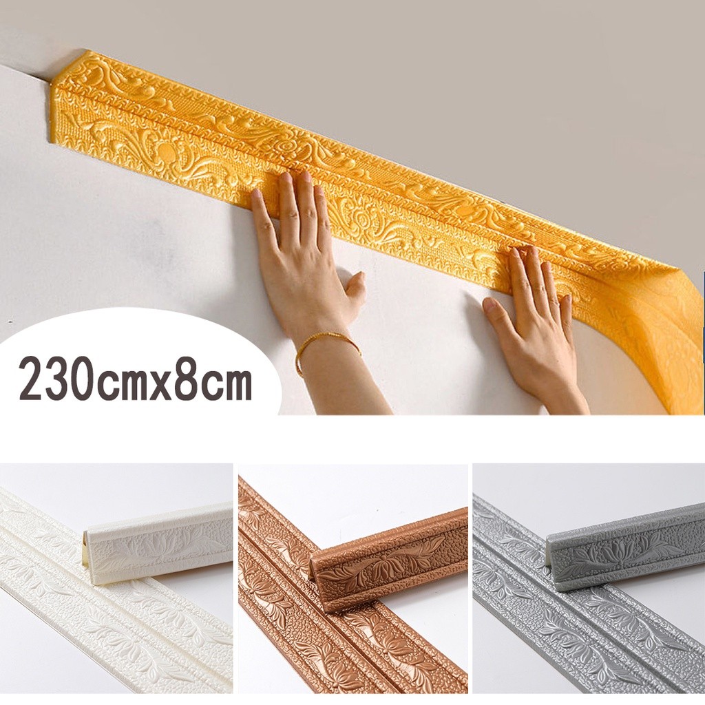 Miếng Dán Tường Bọt 3D Tự Dính Chống Thấm Nước 230cmX8cm Trang Trí Nhà Cửa Đơn Giản Phong Cách
