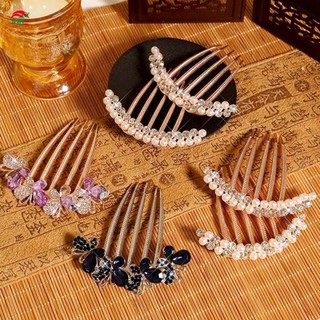 Kẹp tóc vintage ngọc trai và hợp kim pha lê, phù hợp để tạo kiểu updo bun cho đám cưới