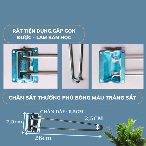 Chân Bàn Sắt Gấp Gọn Thông Minh – Sơn Tĩnh Điện, Loại Dày 6mm, Dễ Dàng Lắp Đặt