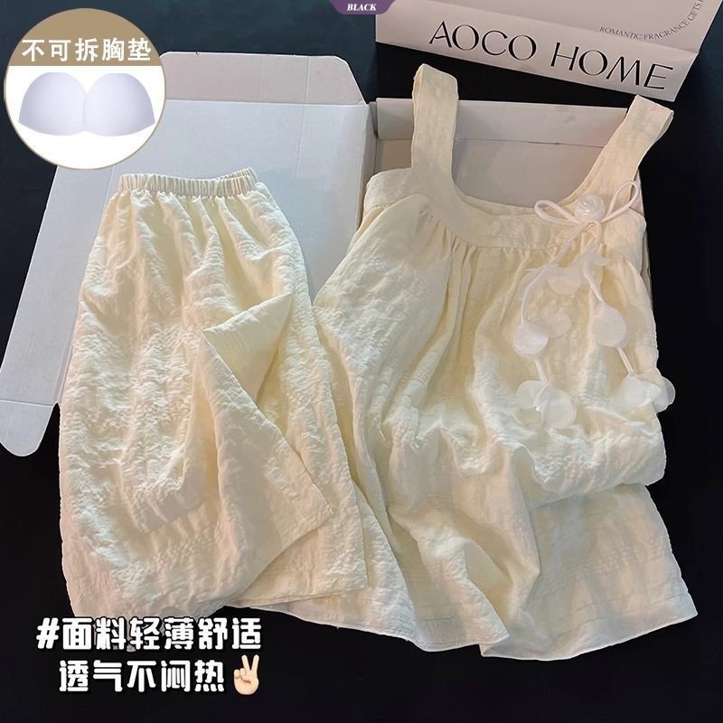 Bộ Đồ Ngủ Màu Xanh Cho Nữ, Phong Cách Công Chúa Họa Tiết Hoa, Thích Hợp Mùa Hè