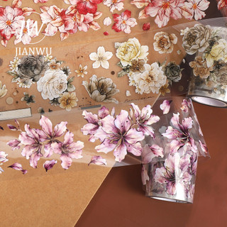 JIANWU 600cm Vintage Hoa Khói Phong Cảnh Chất Liệu Cắt Băng PET Sáng Tạo DIY Tạp Chí Sổ Lưu Niệm Văn Phòng Phẩm