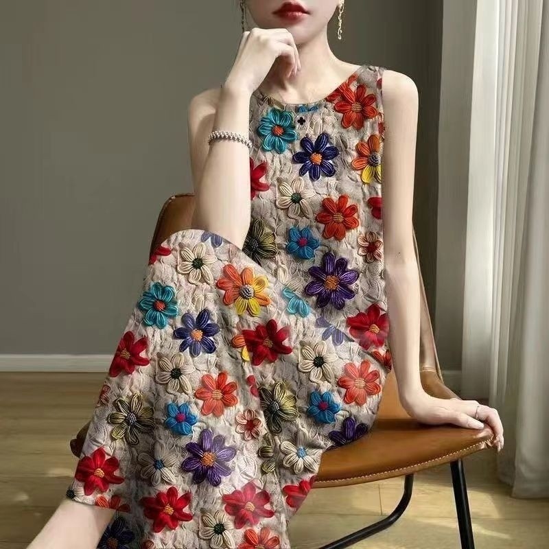 Đầm Tank Top Che Bụng Cho Mẹ, Thiết Kế Không Tay Phù Hợp Mặc Dài