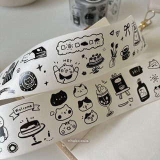 Washi tape mèo Yier Cat Cafe bế sẵn viền chiết 1M
