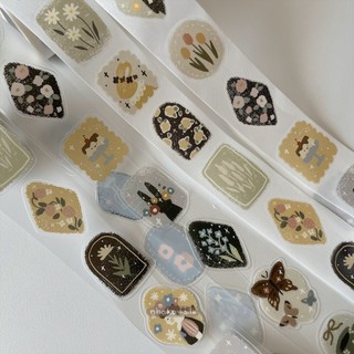 Washi tape mùa xuân Rabbit Flower Story Yier cắt viền chiết 1M