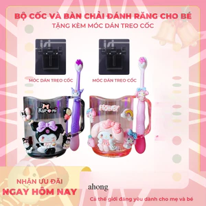 Bộ Bàn Chải Và Cốc Đánh Răng Hoạt Hình Dễ Thương Cho Bé – 5 Mẫu Ngẫu Nhiên, Tặng Kèm Miếng Dán Treo Cốc