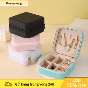 【24H】Hộp Đựng Trang Sức Mini Mang Đi Du Lịch – Da Mềm, Nhỏ Gọn, Nhiều Ngăn Tiện Dụng