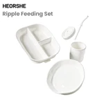 Bộ cho bé ăn bằng silicon HEORSHE – Đĩa chia, Bát hút, Cốc & Ống hút | Không chứa BPA, an toàn cấp thực phẩm | Đế hút mạnh để ngăn ngừa tràn | Để tự ăn — ảnh 3