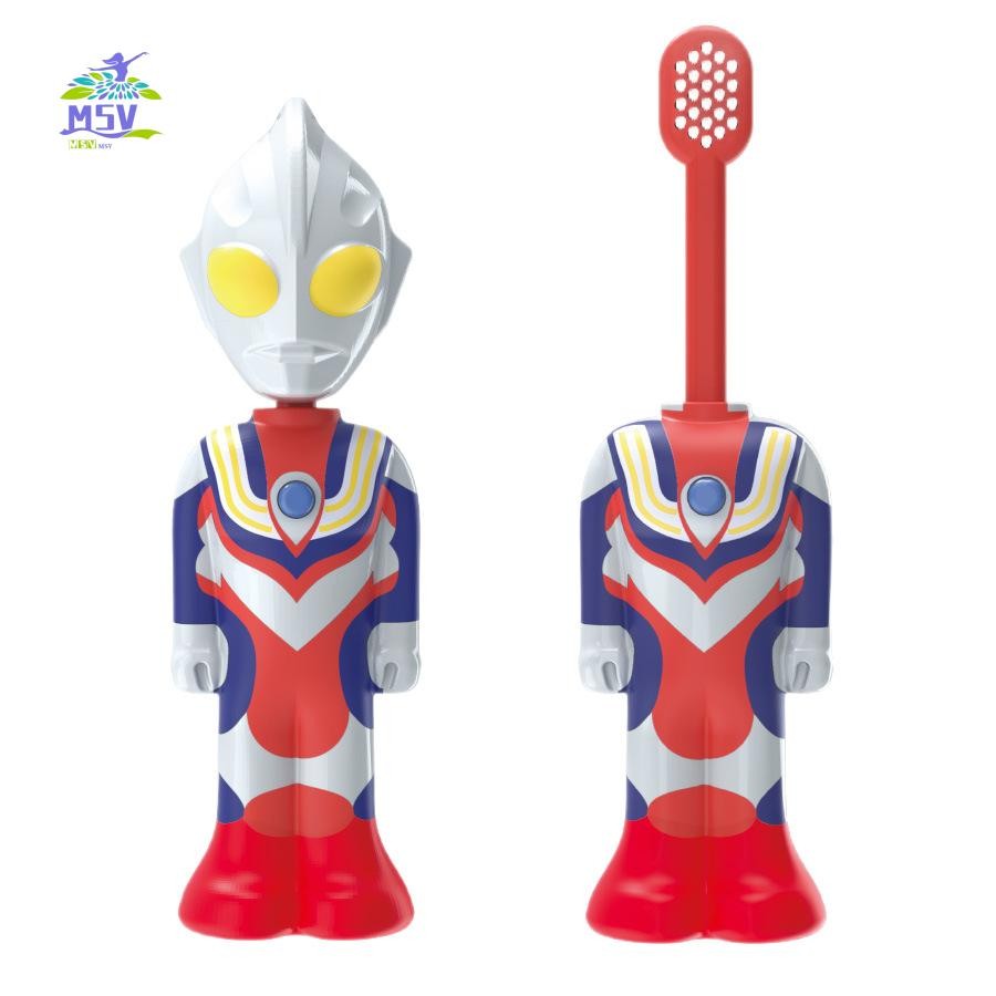 Bàn chải đánh răng co giãn hoạt hình Ultraman - Lông mềm cho trẻ em