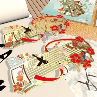 YT4 Trung Quốc Cổ Nhạc Cụ Kim Loại Dấu Trang Qin Guzheng Pipa Ruan Trường Quà Tặng Cho Trẻ Em