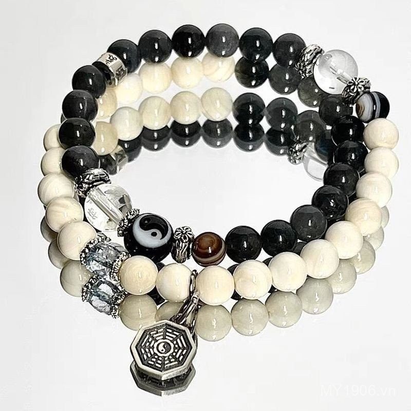 Bán Chạy - Vòng Tay Đôi Thiết Kế Retro Cao Cấp với Motif Tai Chi