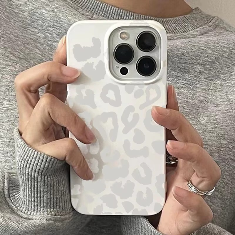 Ốp Điện Thoại In Hình Da Báo Xám-Trắng Cho iPhone 13 11 12 14 15 16 Pro Max 16E 14 15 Plus Mềm TPU Silicon Chống Sốc