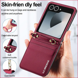 Ốp điện thoại mờ kinh doanh da cao cấp dành cho Samsung Galaxy Z Flip7 Flip4 Flip5 Flip6 Flip3 Card Holder
