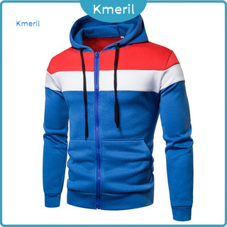 Áo khoác nỉ hoodie chắp vá nhiều màu, có dây rút thời trang, phù hợp mùa thu đông