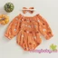 Bé Gái Halloween Jumpsuit Hoạt Hình Bí Ngô In Ruched Off Vai Dài Tay Áo Liền Quần + Nơ Băng Đô