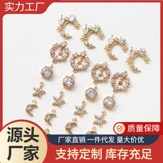 Đồng mạ vàng zirconi ngôi sao, mặt trăng, trái tim - Dây chuyền nhỏ tự làm handmade, trang sức bông tai và vòng cổ