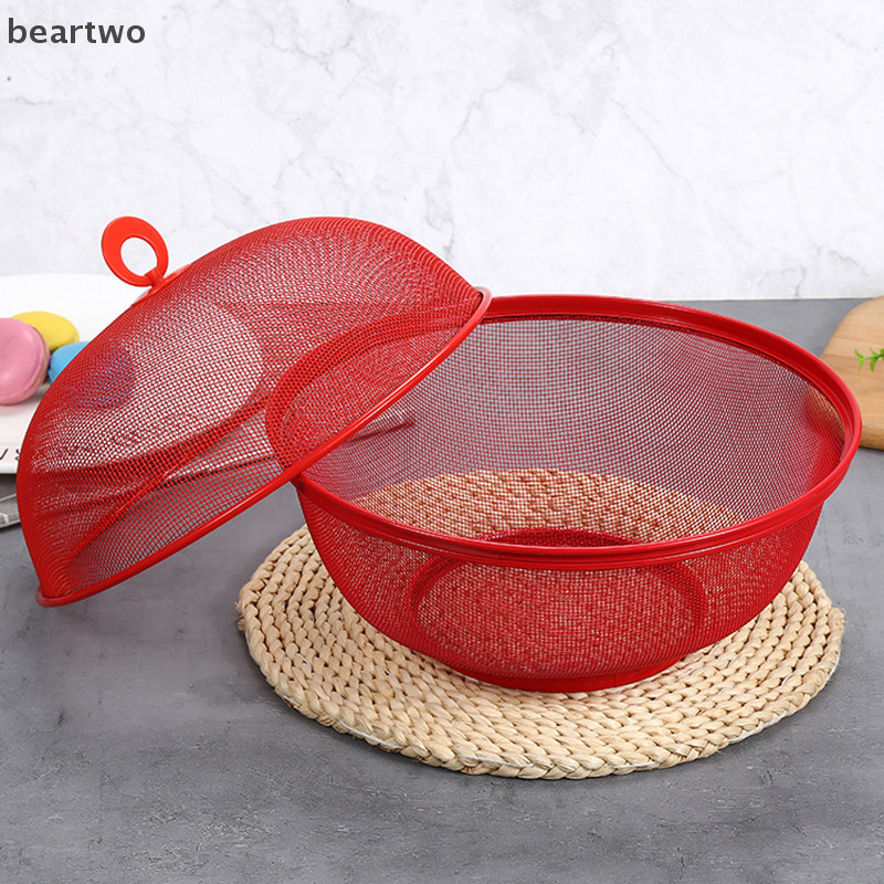 < Beartwo > Giỏ đựng trái cây lưới có nắp ngăn chặn ruồi Giỏ bếp rau củ Giá đỡ trái cây Đồ dùng nhà bếp Bàn ăn Hộp lưu trữ trang trí đẹp