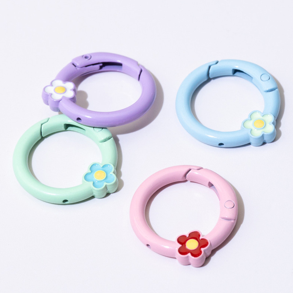 Vòng kim loại Móc điện thoại di động Snap Spring Mở tròn Móc khóa 1 chiếc Sơn hoa Khóa màu