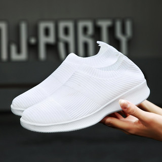 35-44 Size Giày Slip-On Flyknit Giày Nữ Plus Size Giày Thể Thao Siêu Nhẹ Đi Bộ Mẹ Giày Cổ Miễn Phí Vận Chuyển