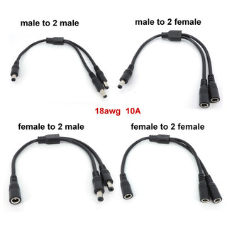 4 loại 18awg 2 chiều DC 5.5x2.1 nam nữ sang 2 nam nữ Bộ chia nguồn đầu nối bộ chuyển đổi Cáp cắm dây nối dài F @ V1N