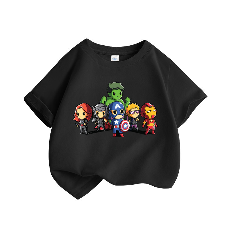 Áo Thun Mùa Hè lavibaby mới 2024 áo thun hoạt hình Marvel siêu nhân in họa tiết thoáng khí mềm mại