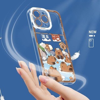 Ốp Điện Thoại Cho iPhone 12 13 Pro Max Mini 15 Nắp Capybara Anime Hoạt Hình TPU Mềm Trong Suốt Dễ Thương