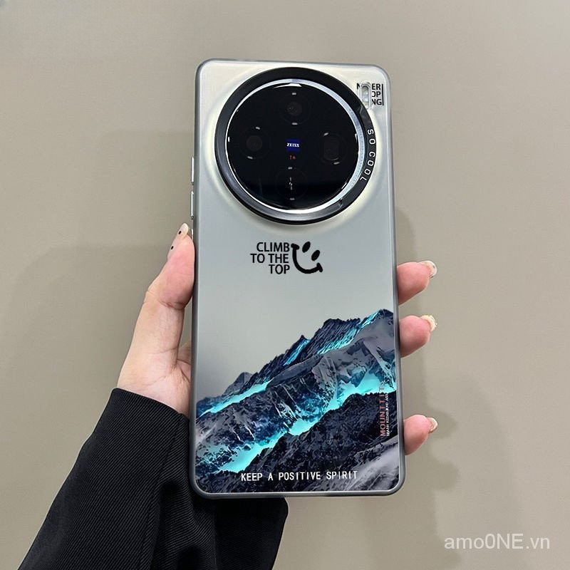 Trường hợp đối với Vivo x100 Pro Aurora Lava tuyết núi Acrylic Frosted Laser trở lại tấm Drop-proof chịu mài mòn máy ảnh ống kính bảo vệ Vivo x100 rche