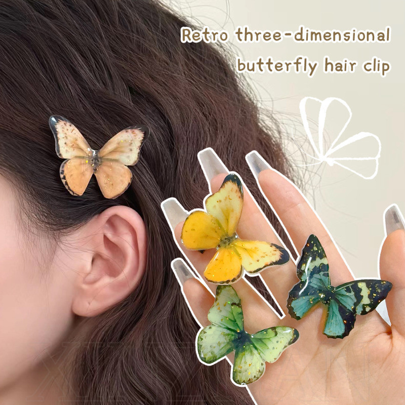 1 / 2 Kẹp Tóc Bướm Cổ Tích 3D - Thời Trang, Ngọt Ngào, Dễ Thương, Retro -Side Bangs Barretters - Kẹp Tóc Nơ Trẻ Em - Dành Cho Bé Gái Trang Điểm, Nhập Vai, Tặng - Phụ Kiện Tóc