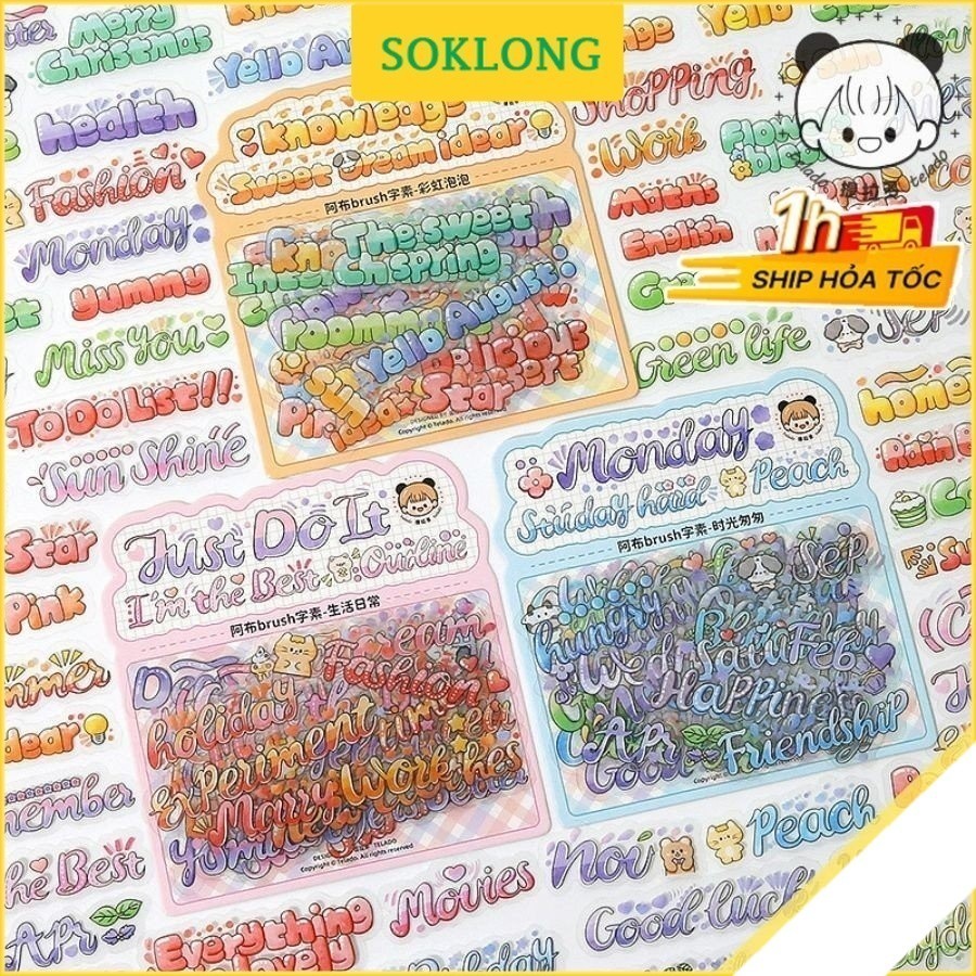 Sticker chữ caligraphy độc đáo STI65, nhãn dán sticker, dán sổ, trang ...