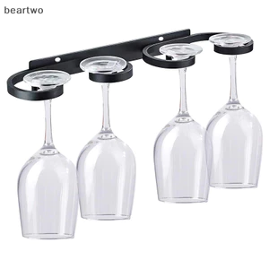 < Beartwo > Giá đỡ ly rượu vang treo tường bằng nhôm không gian Giá đựng cốc sáng tạo Thanh nhà hàng Hộ gia đình Giá đỡ ly rượu không đục lỗ Đẹp