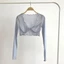 Áo len cardigan trong suốt DELMER, Áo len lưới dài tay có nút thắt, Áo sơ mi cổ chữ V ngắn đơn giản Hàn Quốc dành cho nữ du lịch