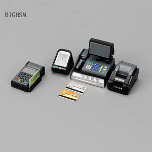 Bighsm Nhà Búp Bê Siêu Thị Máy Tính Tiền Thẻ POS Nhà Búp Bê Cảnh Đạo Cụ Martijn