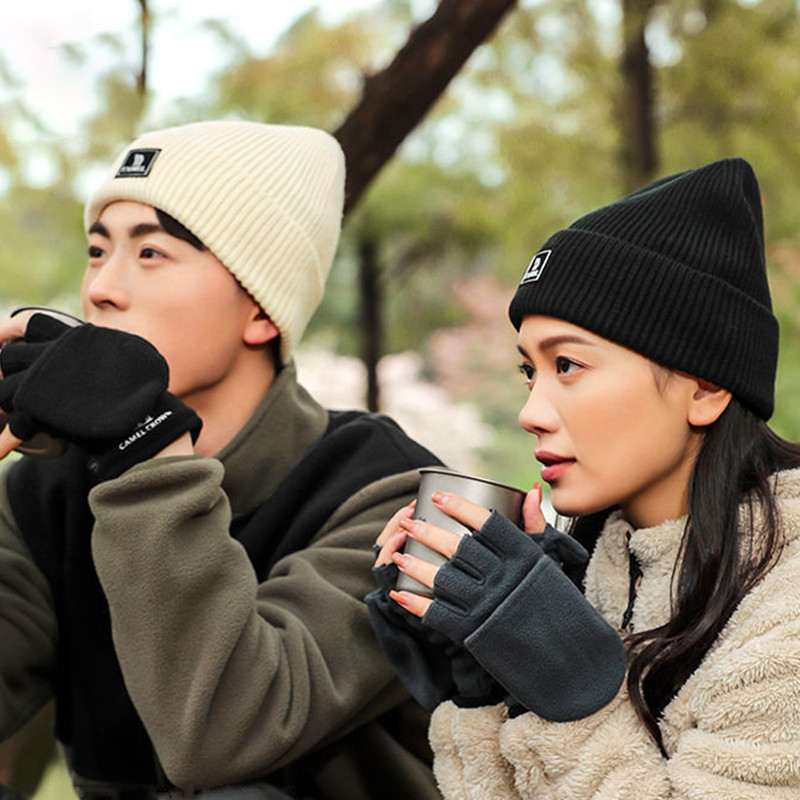 Ảnh Mũ dệt kim ngoài trời CAMEL CROWN Nam và Nữ Mũ len chống gió ấm áp mùa thu 3