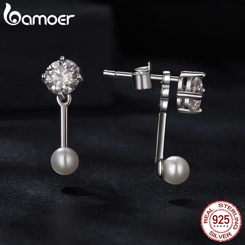 Bamoer Bạc 925 Moissanite Bông Tai Bông Tai Trang Sức Tối Giản Quà Tặng Cho Nữ