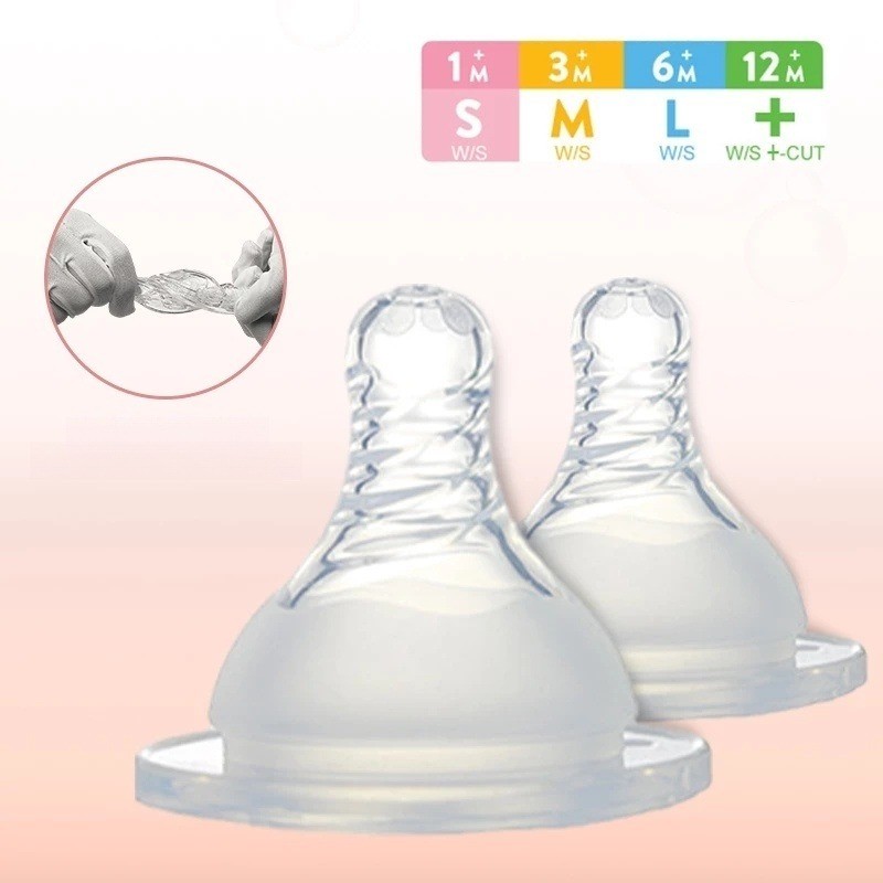Cổ Rộng Silicone Mềm Núm Vú Núm Vú Silicon Mờ Thích Hợp Cho Chai Sữa Miệng Rộng