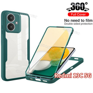 360 Full Cover Redmi 13C 5G Chống Sốc Acrylic Trong Suốt Mặt Trước Mặt Sau Bảo Vệ Hai Mặt Vỏ Điện Thoại Xiaomi Redmi13C Redmi 13C 5G