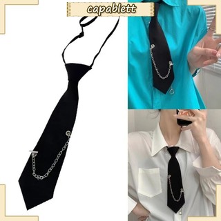 Capa Cool Hiphop Dây kim loại Dây buộc màu đen Dây đeo có thể điều chỉnh Cà vạt buộc sẵn cho Unisex
