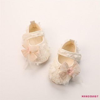Mg-baby Girl Bow Flats Giày Trẻ Sơ Sinh Cánh Hoa Walker Cũi Giày Cho Tiệc Lễ Hội Tắm Cho Bé