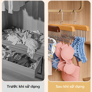 Móc treo gỗ 8 móc đa năng treo áo lót túi cà vạt thắt lưng tiện lợi #A195