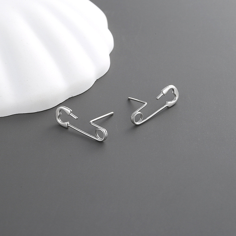 Sáng Tạo S925 Bạc Pin Bông Tai Thời Trang Độc Đáo Nam Nữ Cặp Đôi Kẹp Giấy Bông Tai