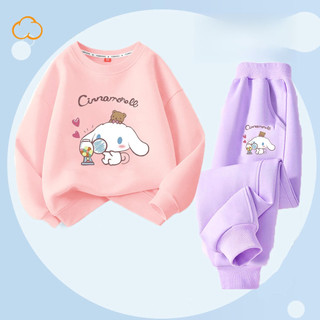 Bộ áo Hoodie và quần chạy bộ hai mảnh Cinnamonroll dễ thương dành cho bé gái Trang phục mùa xuân thu hợp thời trang cho trẻ em
