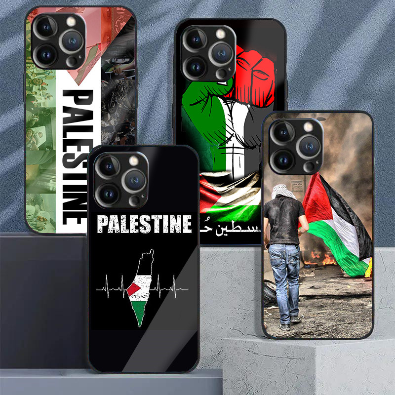Ốp Điện Thoại Kính Cường Lực Palestine Cho IPhone 15 14 13 12 11 Pro XS Max Plus Mini X XR 8 7 6s SE2 / 3