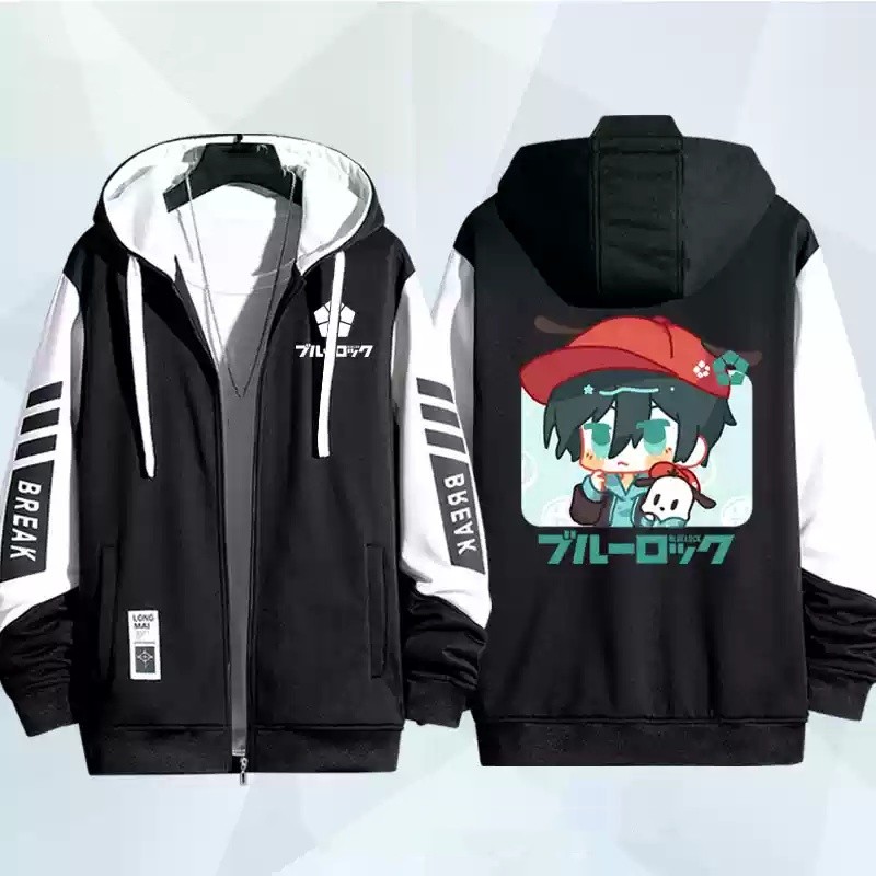 Lật Xanh Khóa Bachira Meguru Chigiri Hyoma Nagi Seishiro Áo Dây Kéo Áo Khoác Áo cardigan Áo Len Cosplay