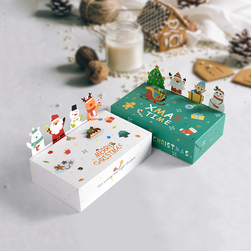 Ông Già Noel Người Tuyết Nai Sừng Tấm Hộp Quà Giáng Sinh Năm Mới Tiệc Gia Đình Trẻ Em Kẹo Hộp Bánh Quy