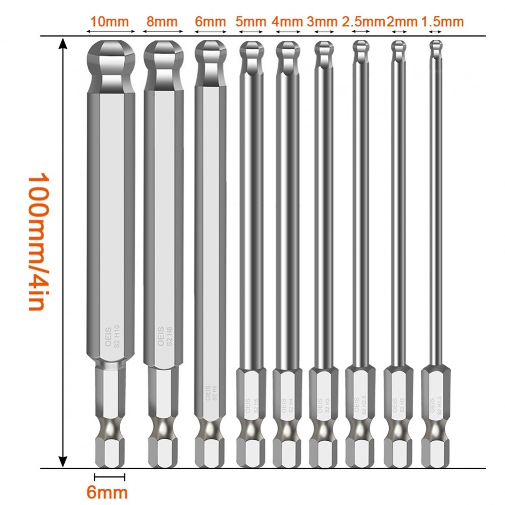 Bit tuốc nơ vít Trình điều khiển Bit Nam châm Thép hợp kim mét Độ chính xác cao 100mm