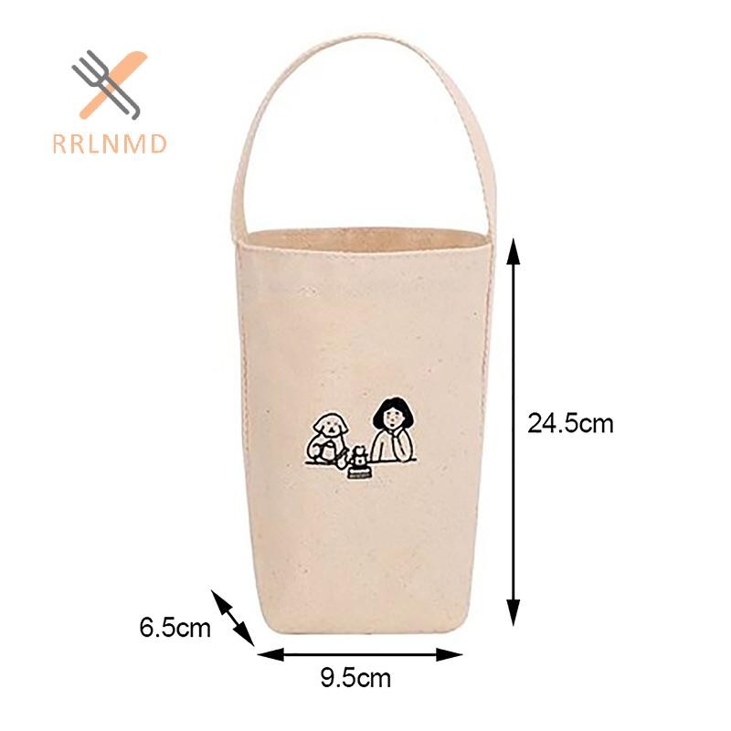 Rrlnmd Túi Tote Di Động Cốc Nước Đựng Chai Cà Phê Trà Sữa Túi Vải Eco Mini Lưu Trữ Túi Xách Nhỏ Túi Rượu Vang Đỏ MỚI